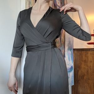 Sage grey wrap dress
